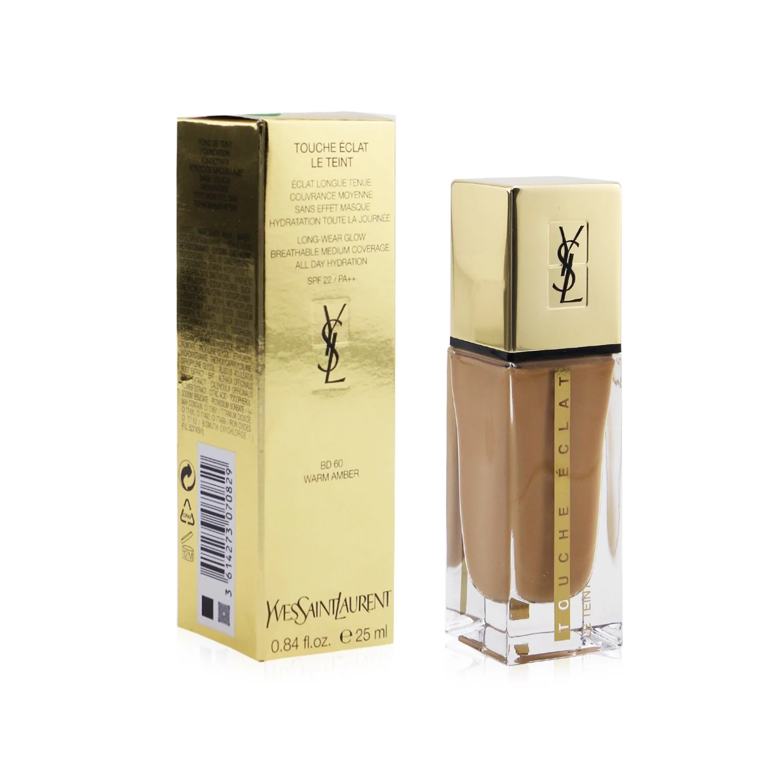 Yves Saint Laurent Touche Eclat Le Teint Long Wear Glow Foundation SPF22 - # B50 Honey  25ml/0.84oz