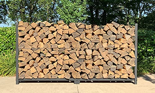 Woodhaven 8 Foot 1/2 Cord Firewood Log Rack With Optional Cover - Made In USA - Outdoor Use Lifetime Structural Warranty - Black Texture Powder Coat Finish - Made With Heavy Duty Steel