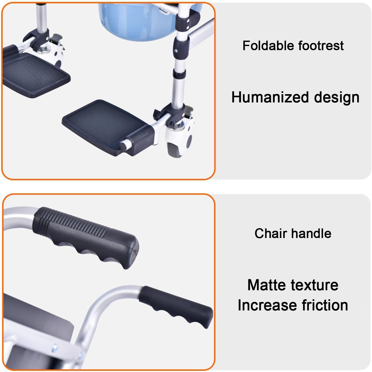 Height-Adjustable Commode Chair,Commode Chair on Wheels,Foldable Mobile Toilet Shower Stool for The Elderly and Disabled,Bedside Commode Chair with Removable Bucket and Flip-up Footrest