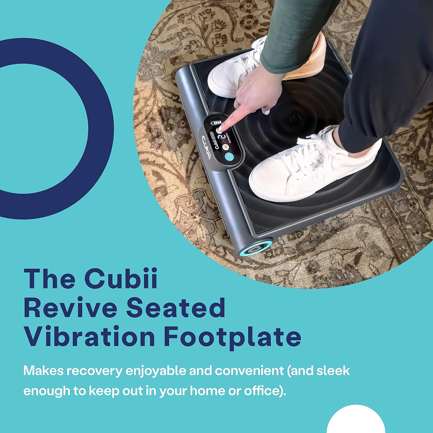 Cubii Revive - Cordless Portable Foot and Lower Leg Massager Vibration Foot Plate, Ultra-Quiet Vibration for Relaxation, Recovery, Rejuvenation with Customizable Intensity Levels
