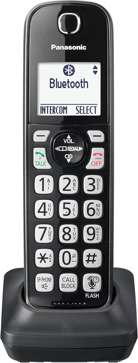Panasonic Expandable Cordless Phone System with Link2Cell Bluetooth, Voice Assistant, Answering Machine and Call Blocking - 3 Cordless Handsets - KX-TGD663M (Metallic Black)