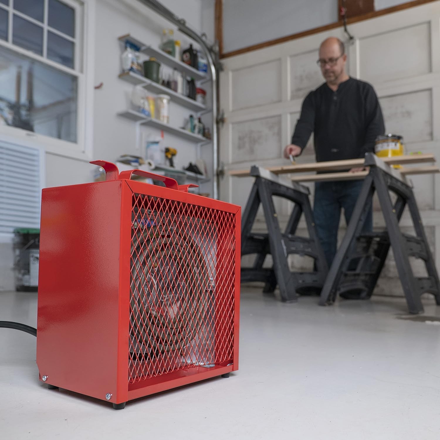 Comfort Zone Electric Fan-Forced Industrial Garage, Workshop Utility Space Heater, Thermostat Control, Heavy Gauge Steel, Carry Handle, Rubber Feet, NEMA 6-30P, & Overheat Protection, 4,800W, CZ290