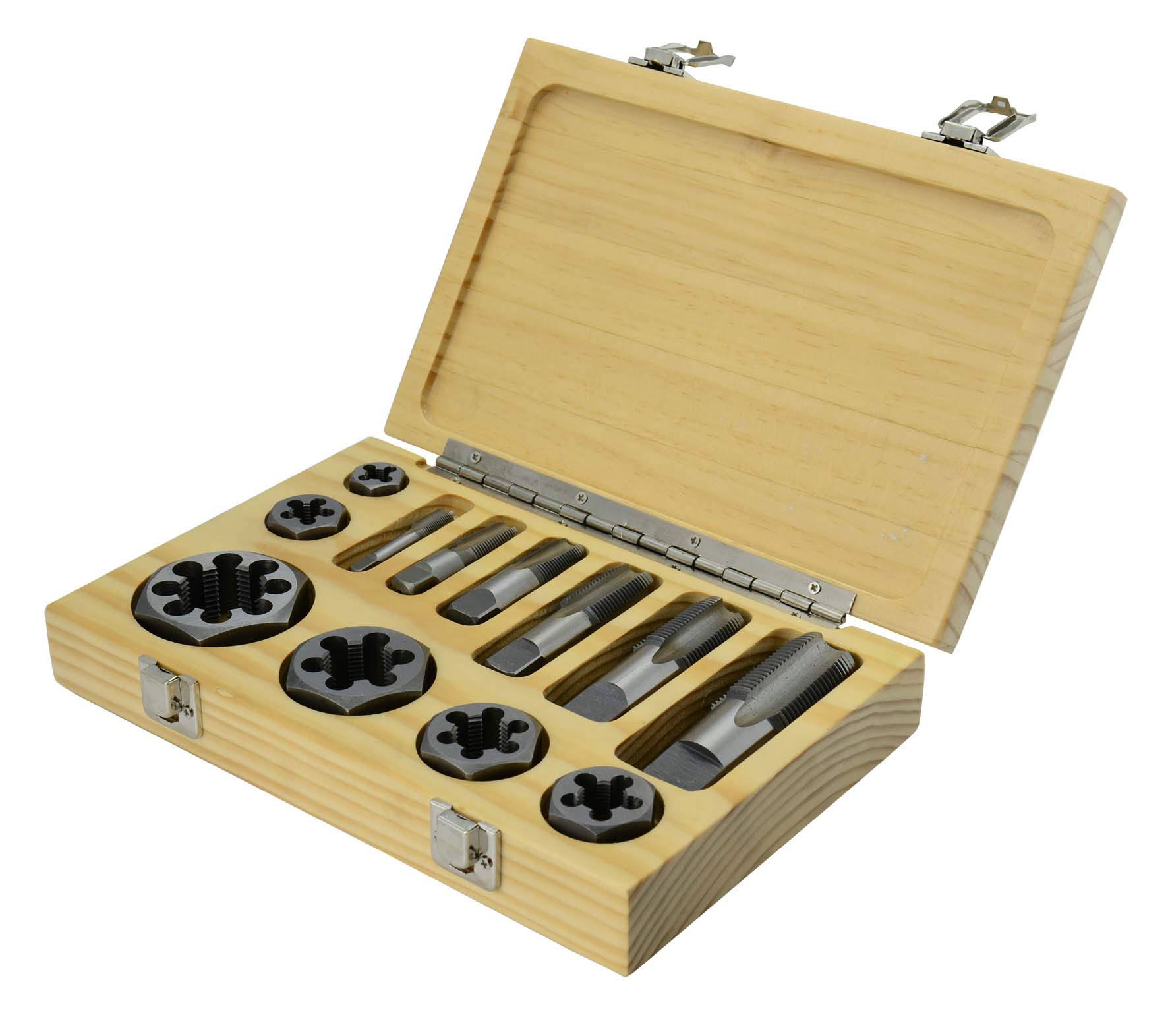 Drill America Dwtnpt-Set 12 Piece Carbon Steel NPT Pipe Tap and Die SE