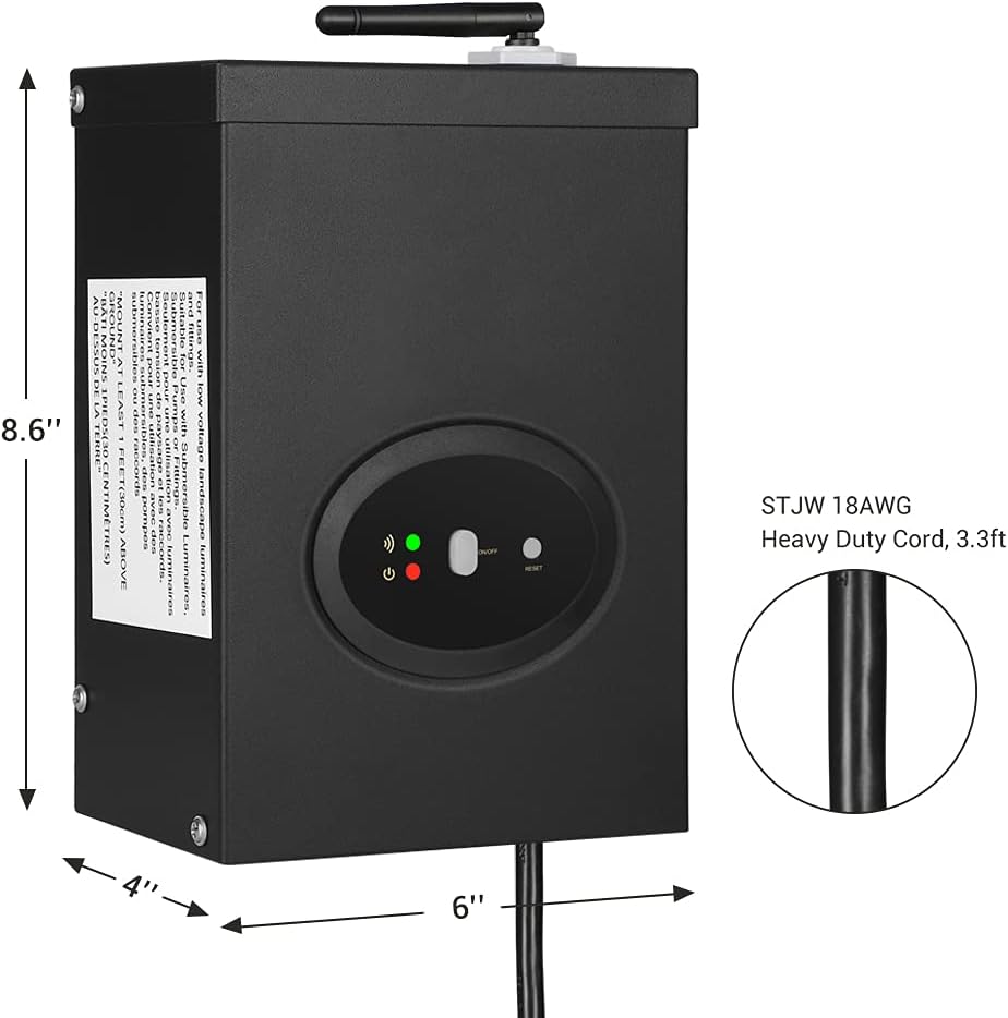 DEWENWILS 300W Smart Wi-Fi Low Voltage Transformer, Schedule & Timer, Compatible with Alexa and Google Home, 120V AC to 12V/14V AC, Weatherproof for Landscaping Light, Spotlight, Pathway Light
