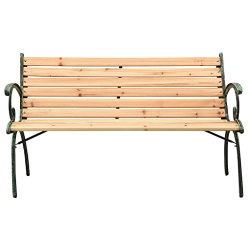 Patio Benches Patio Bench 48.4" Cast Iron and Solid Firwood,Sturdy Wooden Patio Bench with Cast Iron Legs for Outdoor Garden Outdoor Furniture & Accessories
