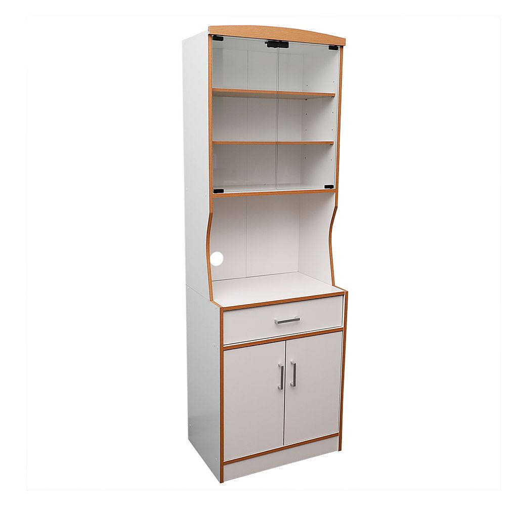 Home Basics Large Wood Microwave Cabinet, White, Cart