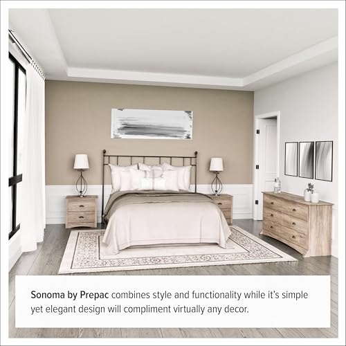 Prepac Sonoma 6 Drawer Dresser for Bedroom, Tall Chest of Drawers, Bedroom Furniture, Clothes Storage and Organizer, 19" D x 23.25" W x 52.75" H, Black