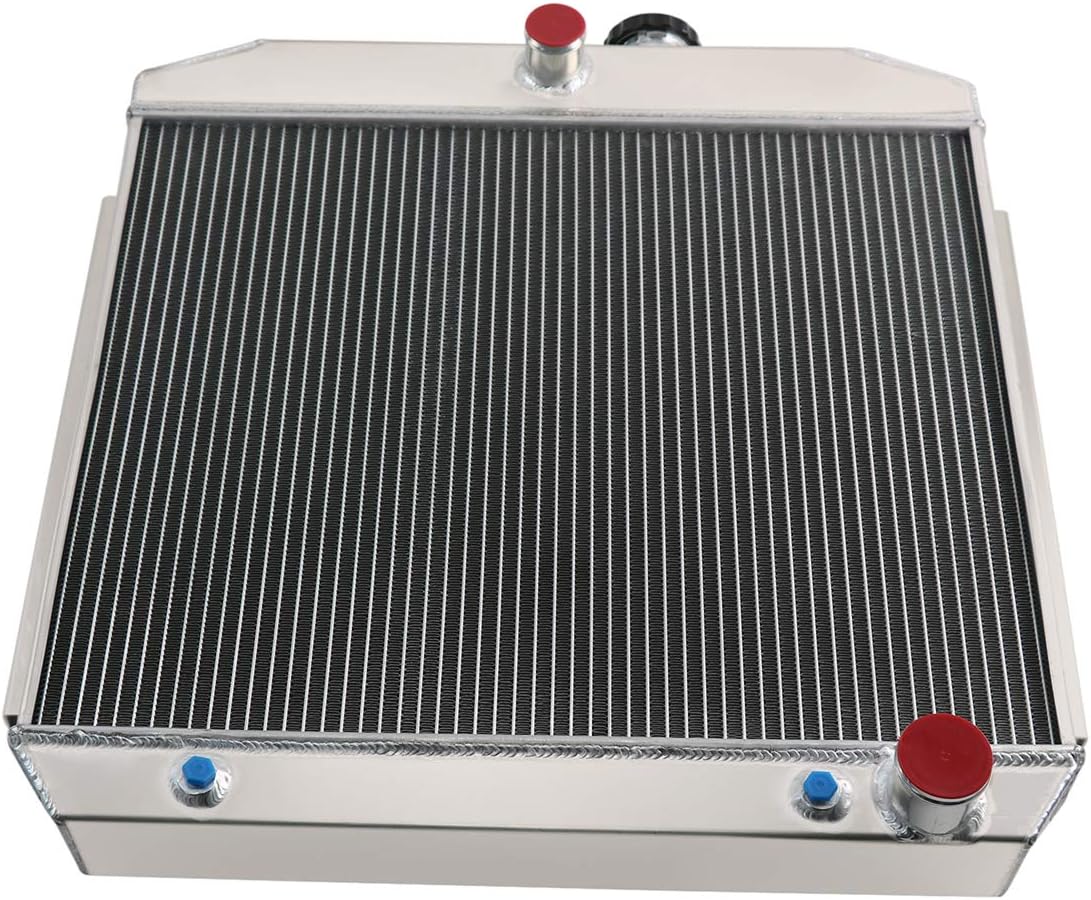 CoolingSky 4 Row All Aluminum Radiator + Fan Shroud Combo & Thermostat Relay Kit for 1955-1957 Chevy Bel Air/Nomad/Del Ray/150/210 Multiple V8 Models