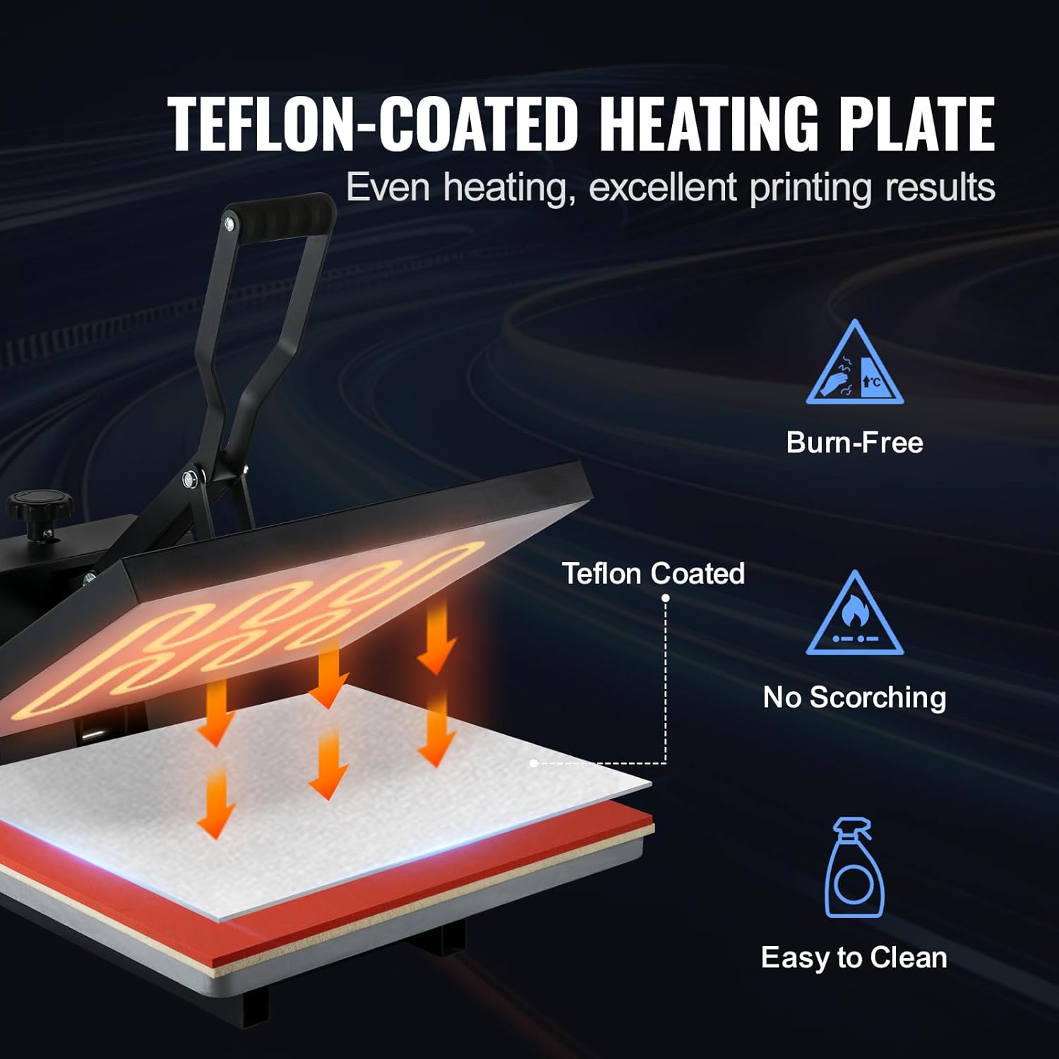 VEVOR Heat Press Machine, 16 x 20 in / 40 x 51 cm, Clamshell Sublimation Transfer Printer Teflon Coated, Digital Precise Heat Control, Silica-Gel Sponge Powerpress for T-Shirt Bag Pad Pillow