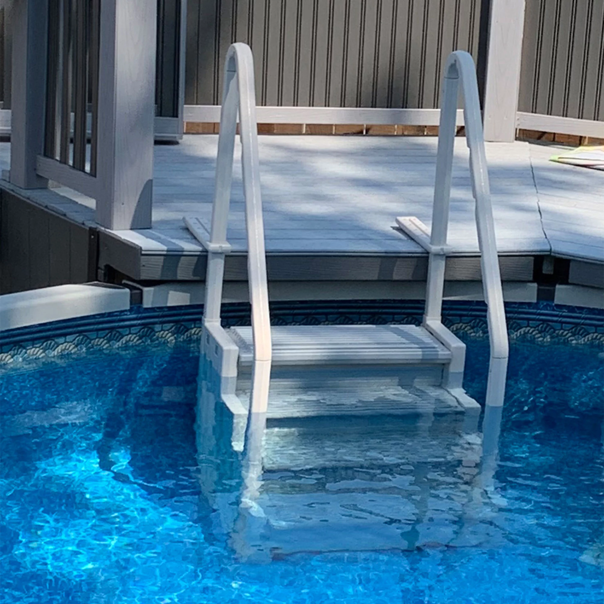 Confer Above Ground Swimming Pool Ladder 4 Stair Step System, Warm Gray