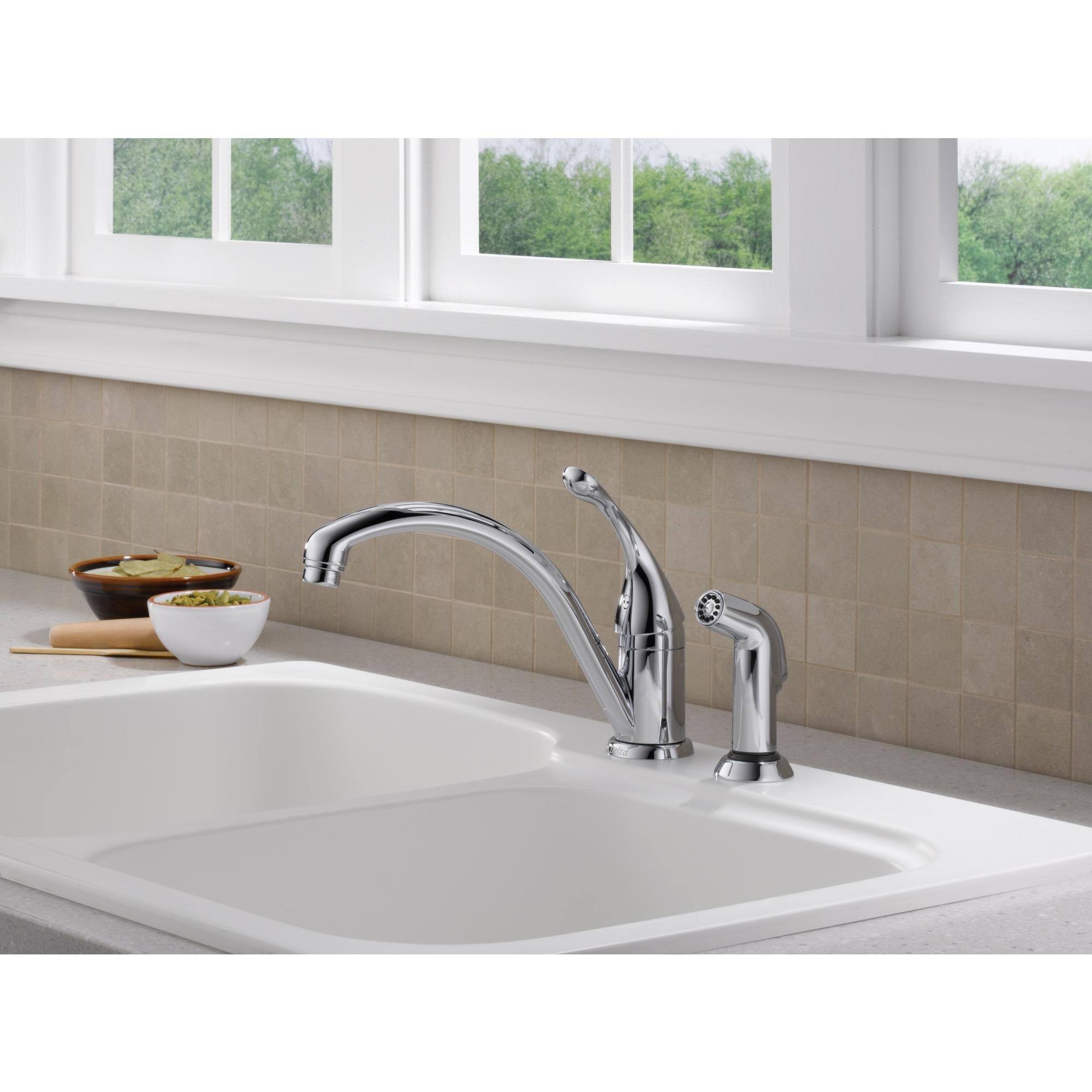 Delta - 441-SS-DST - Collins Single Handle Kitchen Faucet with Spray Stainless