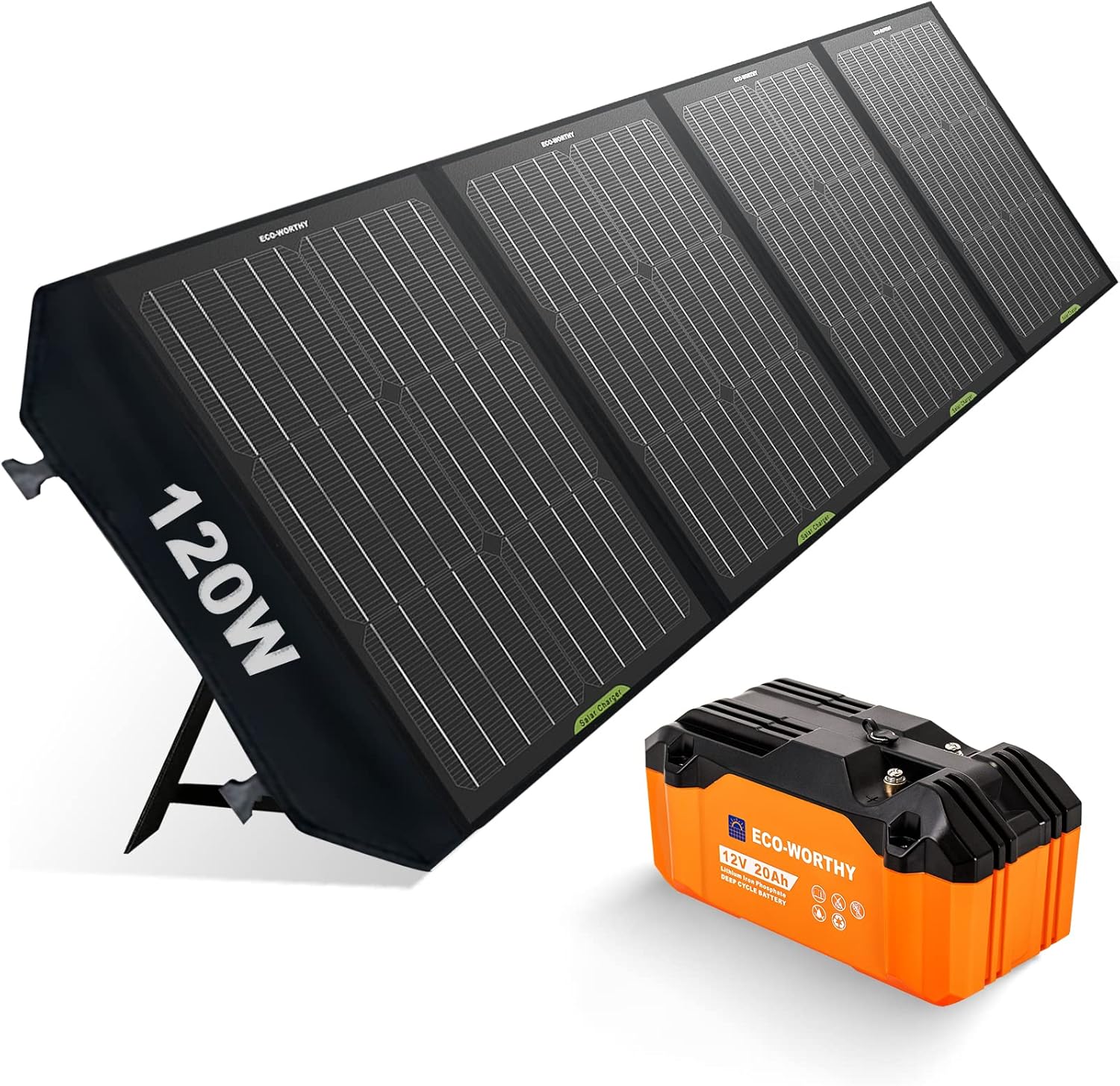 ECO-WORTHY Portable 12V Lithium Battery, 20Ah LiFePO4 Deep Cycle Rechargeable Battery, Built-in BMS, 4000+ Cycles,Perfect for Outdoor Camping Fishing RV Marine Trolling Motor Fishfinder Hamradio