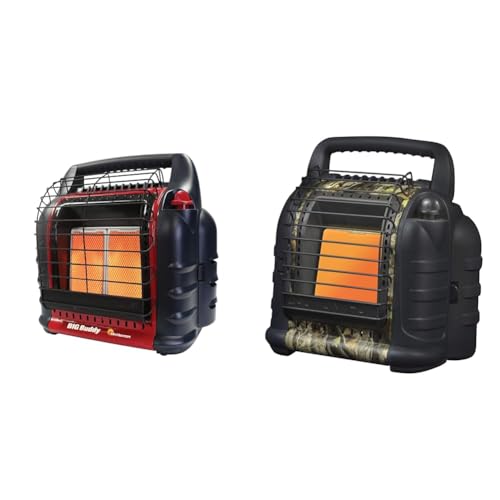 Mr Heater 4000 to 18000 BTU 3 Setting Portable LP Gas Heater Unit with Dual Tank Connection for Indoor and Outdoor Use, Black/Red