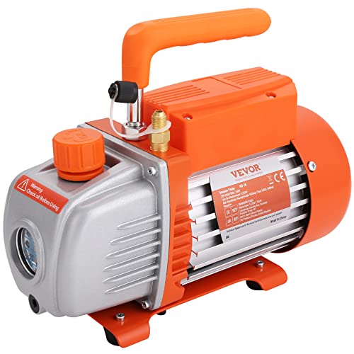 VEVOR Vacuum Pump 7 CFM 3/4HP Dual Stages Air Conditioning Vacuum Pump 2Stage with 5 Gallon Vacuum Chamber Ultimate Vacuum Manifold Gauge Set, Manifold Gauge and Hose for Air Conditioning Systems