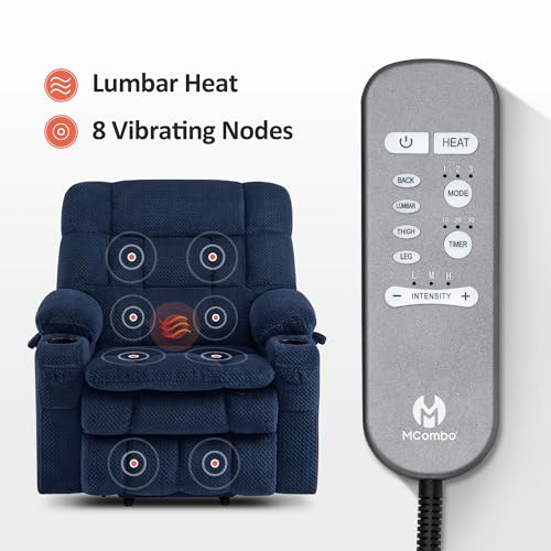 MCombo Dual Motor Power Lift Recliner Chair with Massage and Heat for Elderly People, Infinite Position, USB Ports, Cup Holders, Fabric 7890 (Medium-Regular, Burgundy)