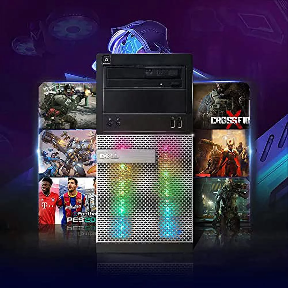 Dell Gaming PC Desktop Computer Tower, Intel i5 16GB RAM 512GB SSD + 1TB HDD, Windows 10, Nvidia GT 730 2GB, New Rainbow Keyboard and Mouse (used)