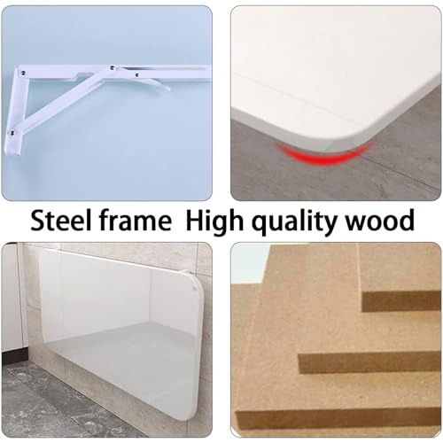 Drop-Leaf Table Wall Mounted Folding Workbench Floating Desk Folding Table, Folding Dining Table Folding Hanging Table Fold Down Desk Wall Table for Home, Office, Bar, Kitchen