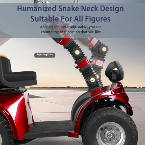 Heavy Duty 4 Wheels Mobility Scooter, All Terrain Electric Mobility Scooters for Seniors and Adults, 1000W Motor, Fat Tire, Adjustable Handle and Seats, 500lbs Capacity, 31-36 Miles of Range