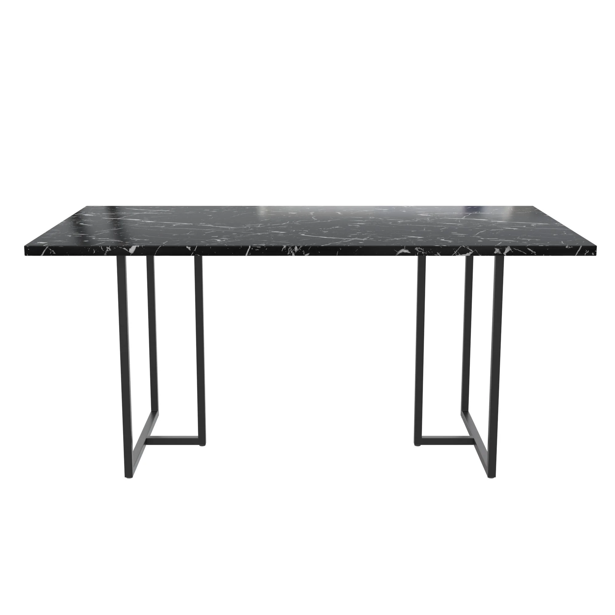 CosmoLiving Astor Dining Table, Black Marble Top with Black Legs