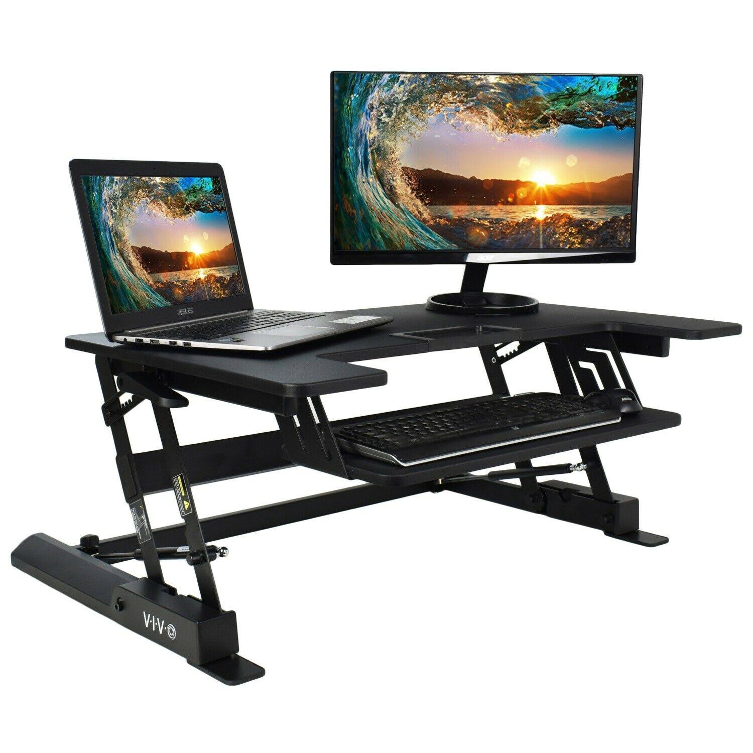 Vivo Height Adjustable Standing Desk Sit to Stand GAS Spring Riser Converter