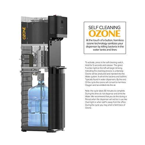 Brio 500 Series Hot, Cold and Cool Water Self Cleaning Bottom Loading Water Cooler Water Dispenser 3 Temperature Settings, Black
