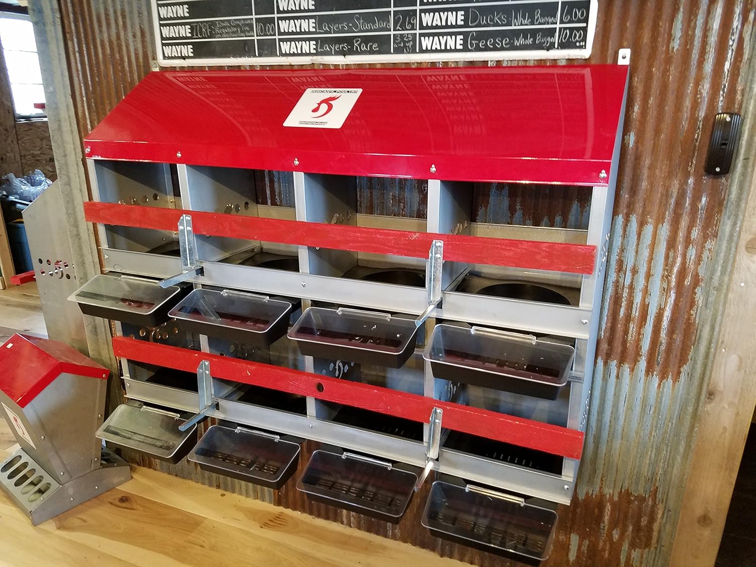Duncan's Nesting Boxes - 8 Hole Metal Poultry Nest Box for Chickens, Hens, Ducks - Large Egg Laying Boxes - Rust Proofed Construction with Large Vented Holes and Rollout Egg Collection