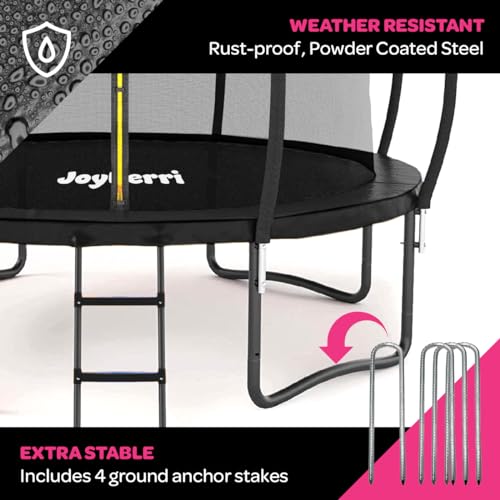 Trampoline for Kids and Adults - 8Ft 10Ft 12Ft 14FT Trampoline with Net - ASTM Certified with Bonus Lights and Sprinkler/Extra Sturdy Recreational Outdoor Trampolines