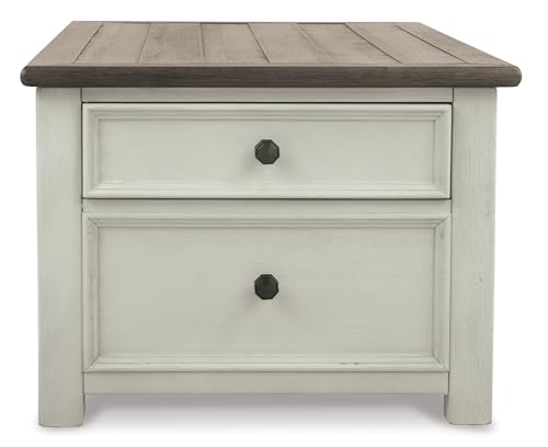 Signature Design by Ashley Bolanburg Farmhouse Lift Top Coffee Table with Drawers, Antique Cream & Brown