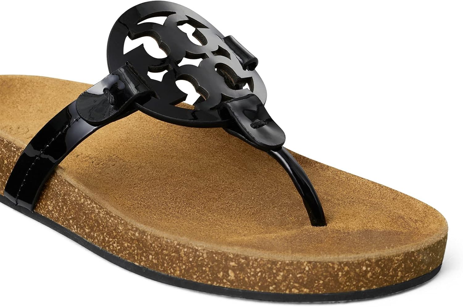 Tory Burch Women's Miller Cloud Sandals, Perfect Black/Natural, 6.5 US