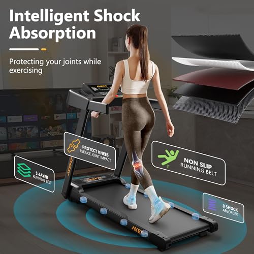 Treadmill with Incline, Folding Treadmills for Home, 265 LBS Capacity Portable Incline Treadmill, 2.5HP Low-Noise Treadmills LED Display for Walking Jogging Running