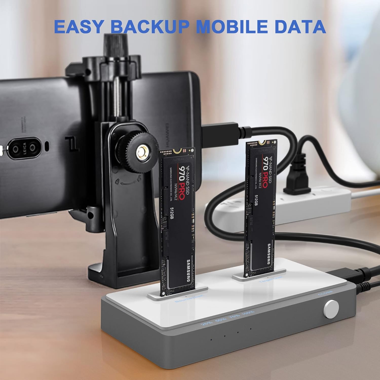 M.2 NVMe Cloner Duplicator, USB C 3.1 Gen 2 10Gbps Dual-Bay M.2 NVMe Docking Station for M.2 NVMe SSDs, Support Offline Clone Function and Tool-Free Installation(Support Up to 8TB)