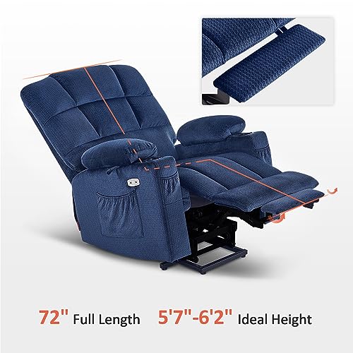 MCombo Large Dual Motor Power Lift Recliner Chair for Elderly, Massage and Heat, Lay Flat, Zero Gravity, Home Button, USB Port, Fabric 7680 (Large, Beige)