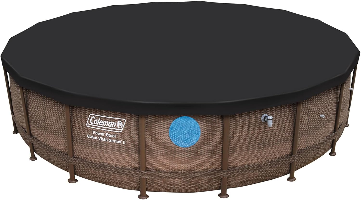 Coleman Round Durable Power Steel Frame Swim Vista Series II 18' x 48" Above Ground Outdoor Swimming Pool Set with Filter Pump and Ladder, Brown
