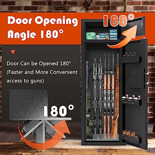 KAER 10-12 Gun Safe,Rifle Gun Safe for Home Rifle and Pistols,Gun Safes & Cabinets,Metal Gun Cabinet for Rifles and Shotguns,Shotguns Rifle Safe with Digital Keypad, Adjustable Shelves (Grey)