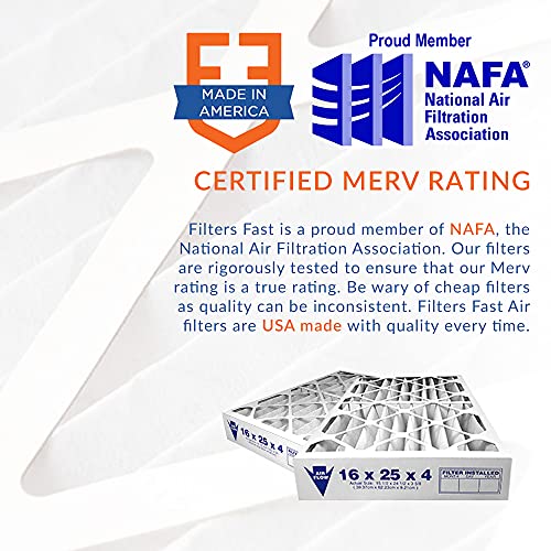 Filters Fast Pleated Air Filter Merv 11, 2” AC Furnace Air Filters, Made in the USA, 6 Pack
