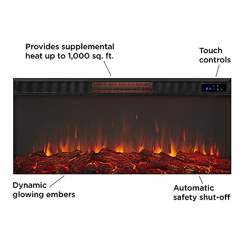 Real Flame Bernice 67" Landscape Electric Fireplace with Mantel for Living Room or Bedroom, Replaceable Fireplace Insert Heater, Realistic Log and Flame Effect, Remote Control, White