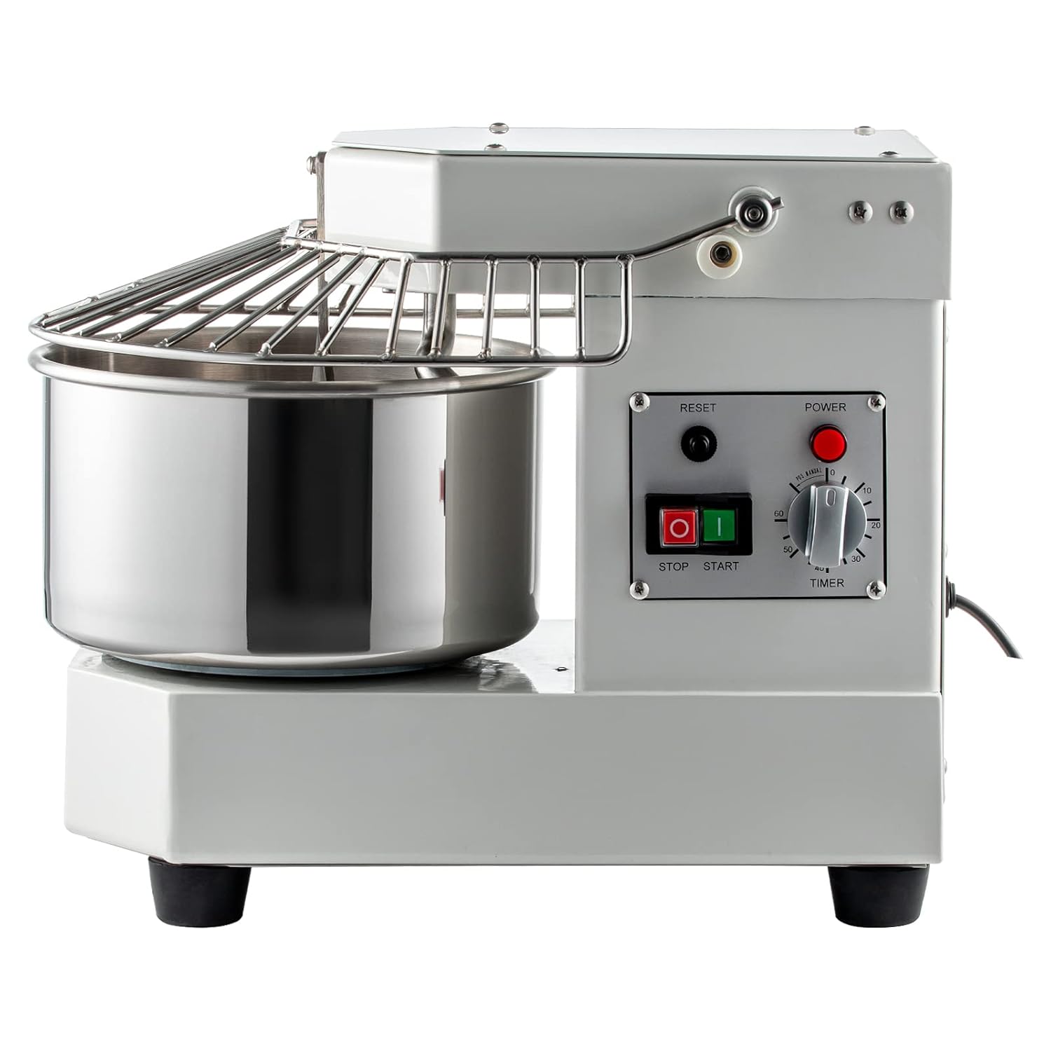 VEVOR Commercial Food Mixer, 7.3Qt Capacity, 450W Dual Rotating Dough Kneading Machine with Food-grade Stainless Steel Bowl, Security Shield & Timer Included, Baking Equipment for Restaurant Pizzeria