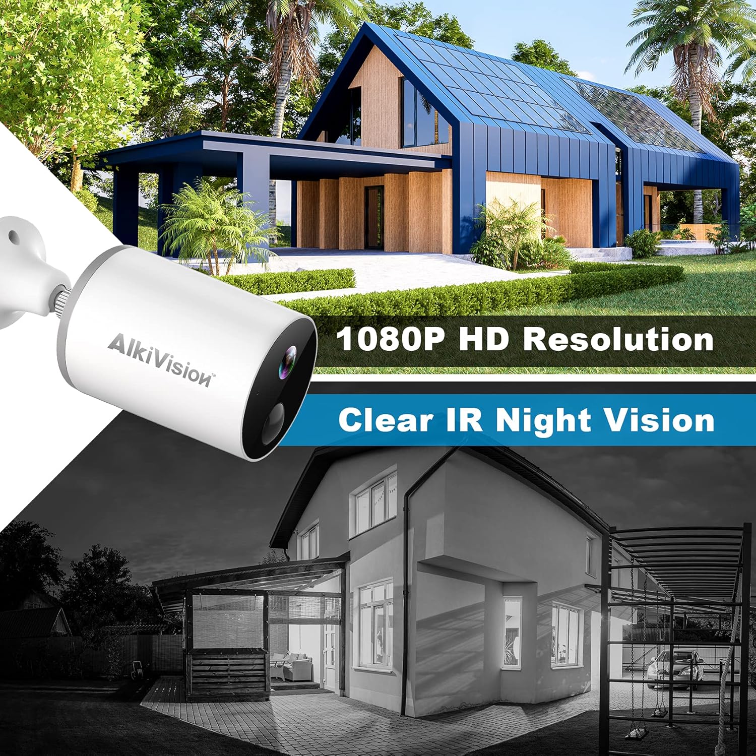 Security Camera Outdoor, Wireless WiFi Waterproof 1080p HD Video Rechargeable Battery Powered Surveillance Cameras for Home Security, Night Vision, Motion Detection, 2-Way Audio and SD Slot
