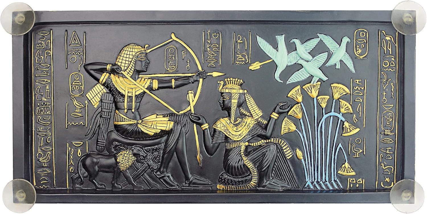 Design Toscano TUT The Egyptian Pharaoh Glass-Topped Sculptural Table, Single, Full Color