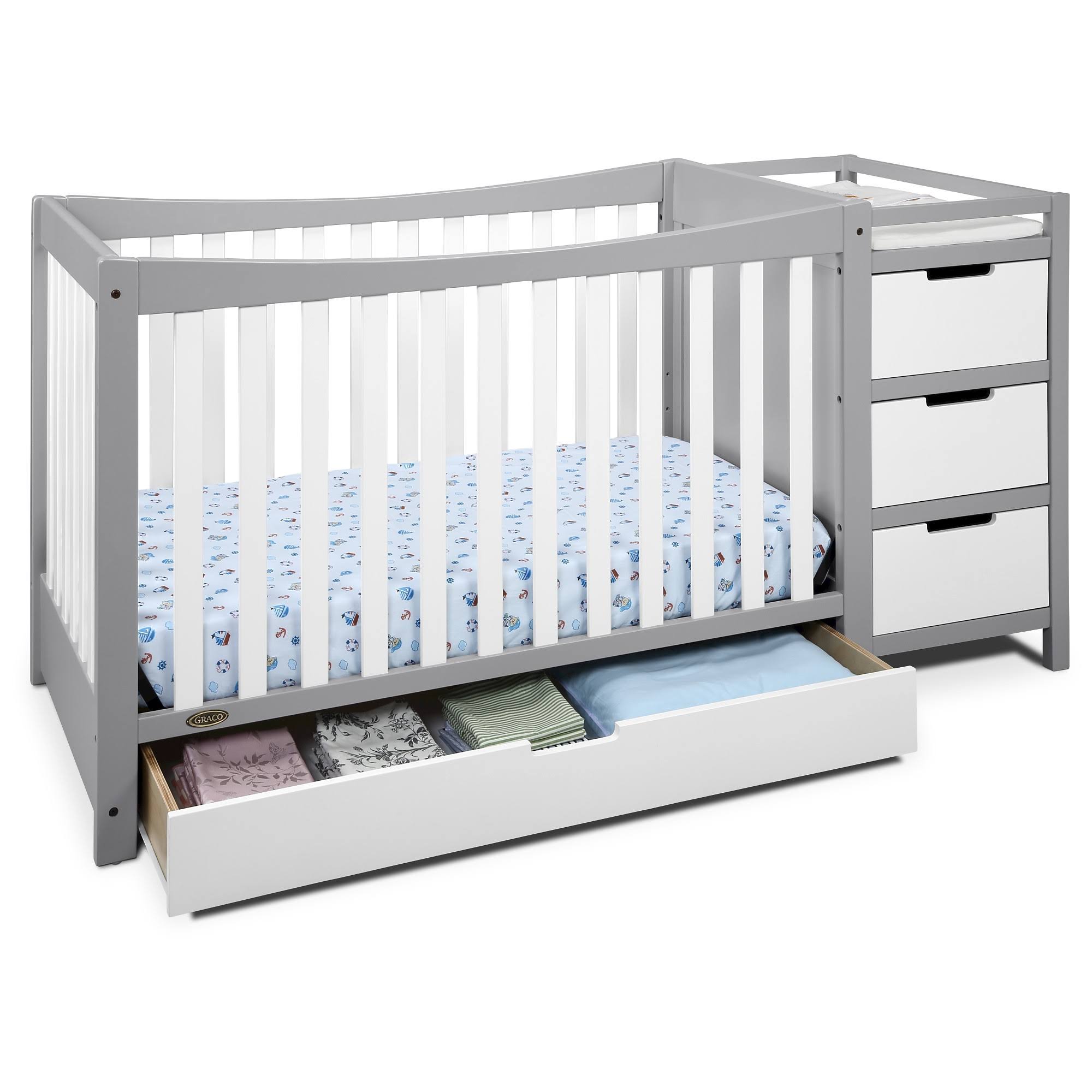 Graco Remi 4-in-1 Convertible Crib and Changer - Pebble Gray/White