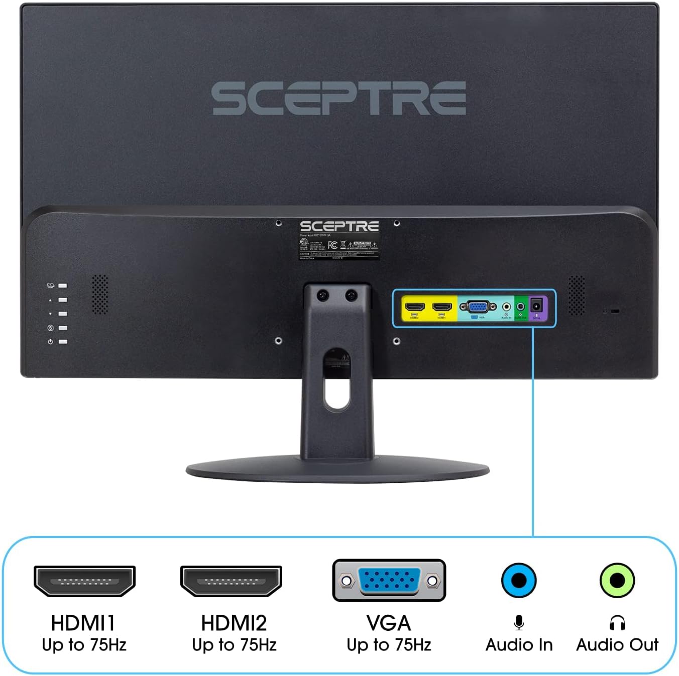 Sceptre 24 LED Monitor - 75Hz Refresh Rate - Professional Thin 1920 x 1080 FHD Resolution Computer Monitor - Built-in Speakers and VESA Mounting - HDMI + VGA Ports - Bundle with JAWFOAL HDMI Cable.