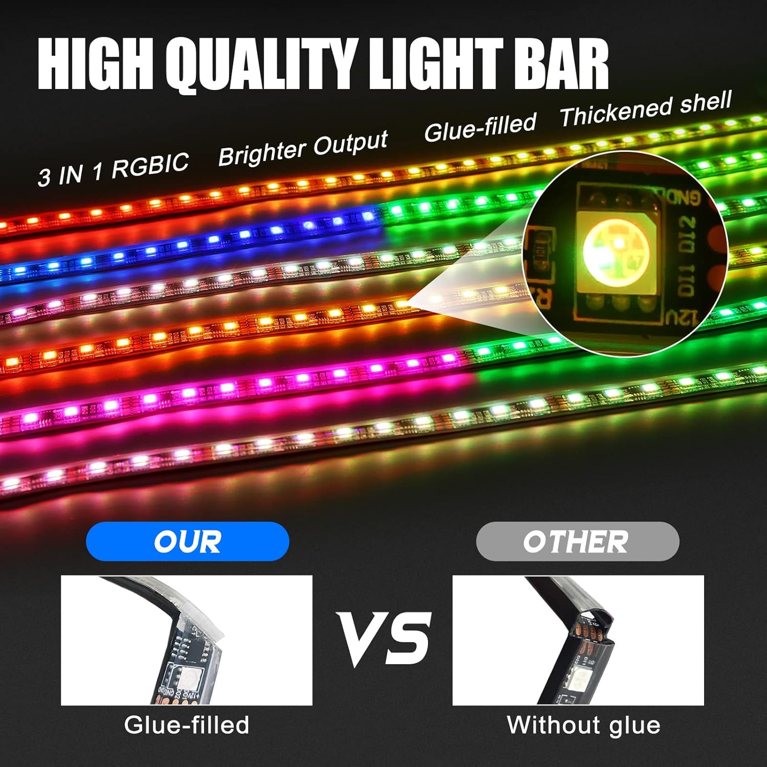 Car Underglow Lights Exterior, LED Underbody Light Kit, 6 PCS Car Underglow Lights Music Sync DIY Mode, Glow Light Kits for Car SUV Ttruck
