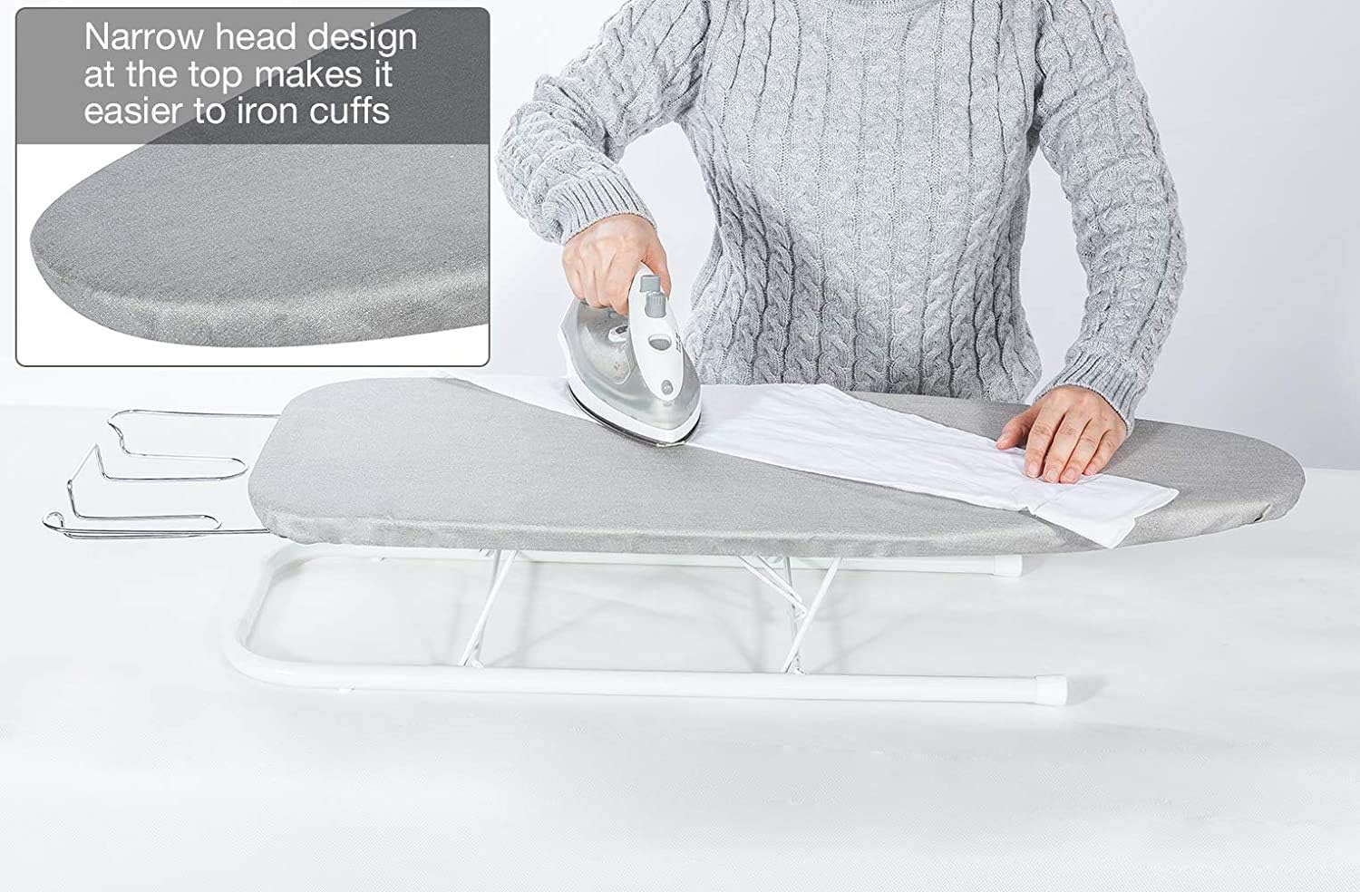 STORAGE MANIAC Tabletop Ironing Board with Iron Rest, All-Iron Frame & Silver Metallic Cover for Faster Ironing Pack of 2