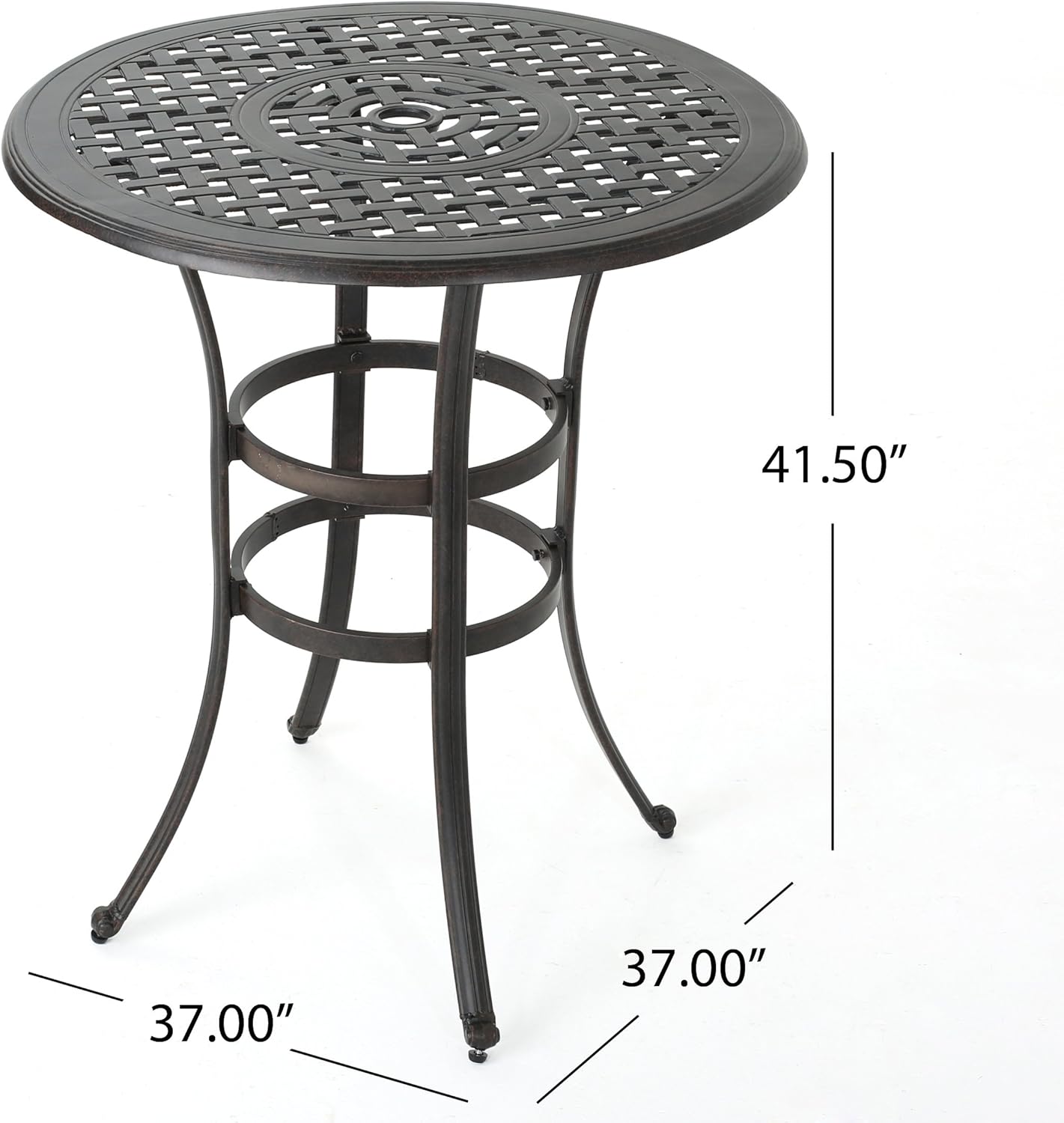 Christopher Knight Home Alfresco Outdoor 37 Cast Aluminum Round Bar Table, Bronze