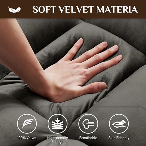 3 in 1 Convertible Sleeper Sofa Couch with Pullout Bed, Adjustable Pull Out Loveseat Sofa with USB Port & Pocket, Modern 2 Seater Chaise Lounge for Living Room, Small Spaces, Black Velvet