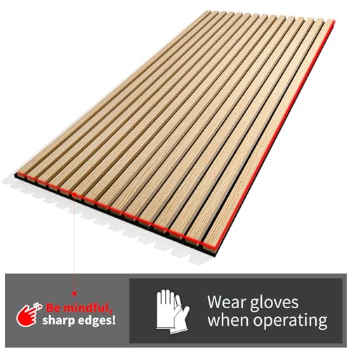 Art3d 4-Piece Wood Slat Acoustic Panels for Stylish Decor and Noise Reduction, 3D Textured Panel for Ceiling and Wall, Matte Black