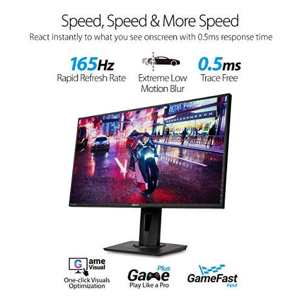 Asus VG278QR 27? Gaming Monitor, 1080P Full HD, 165Hz (Supports 144Hz), G-SYNC Compatible, 0.5ms, Extreme Low Motion Blur, Eye Care, DisplayPort HDMI DVI