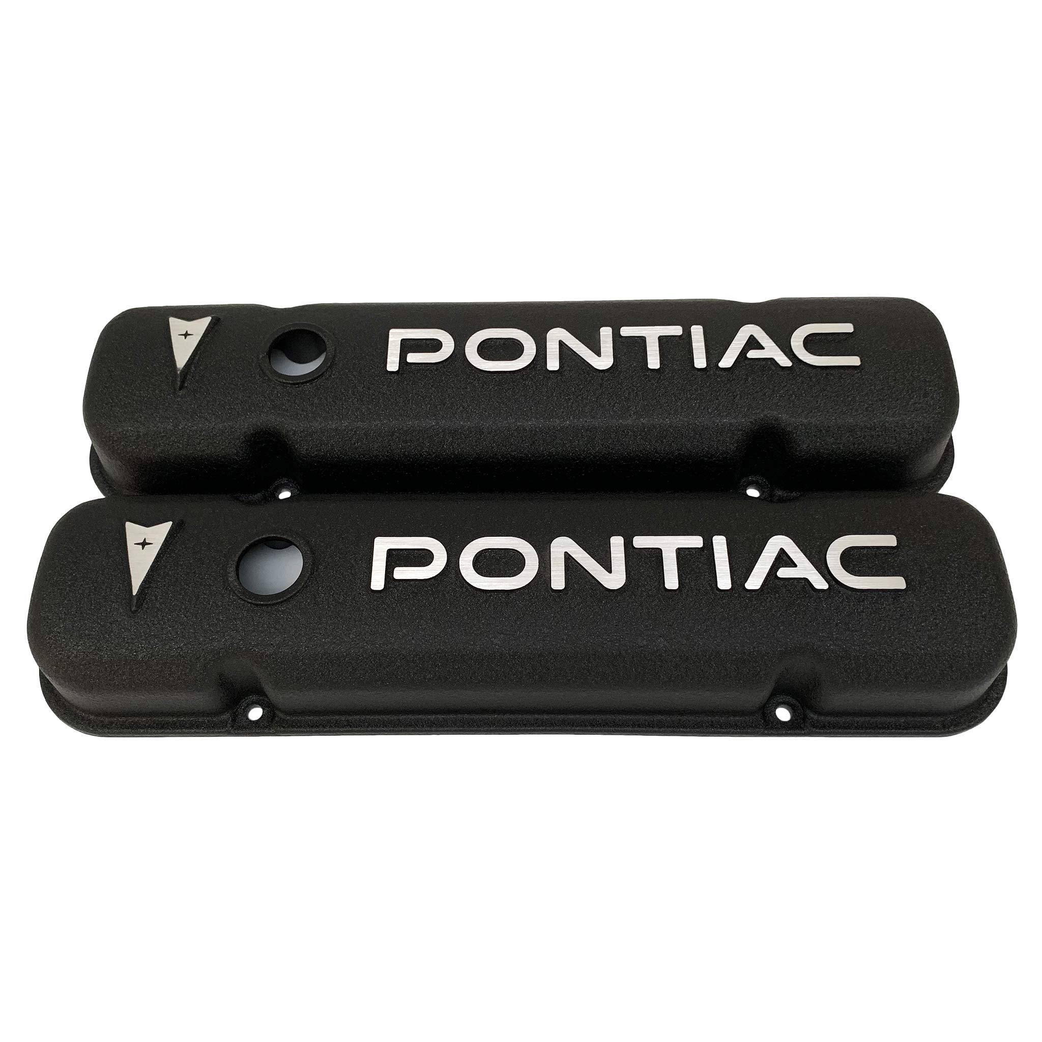 Performance USA Pontiac Raised Letter Logo Black Valve Covers
