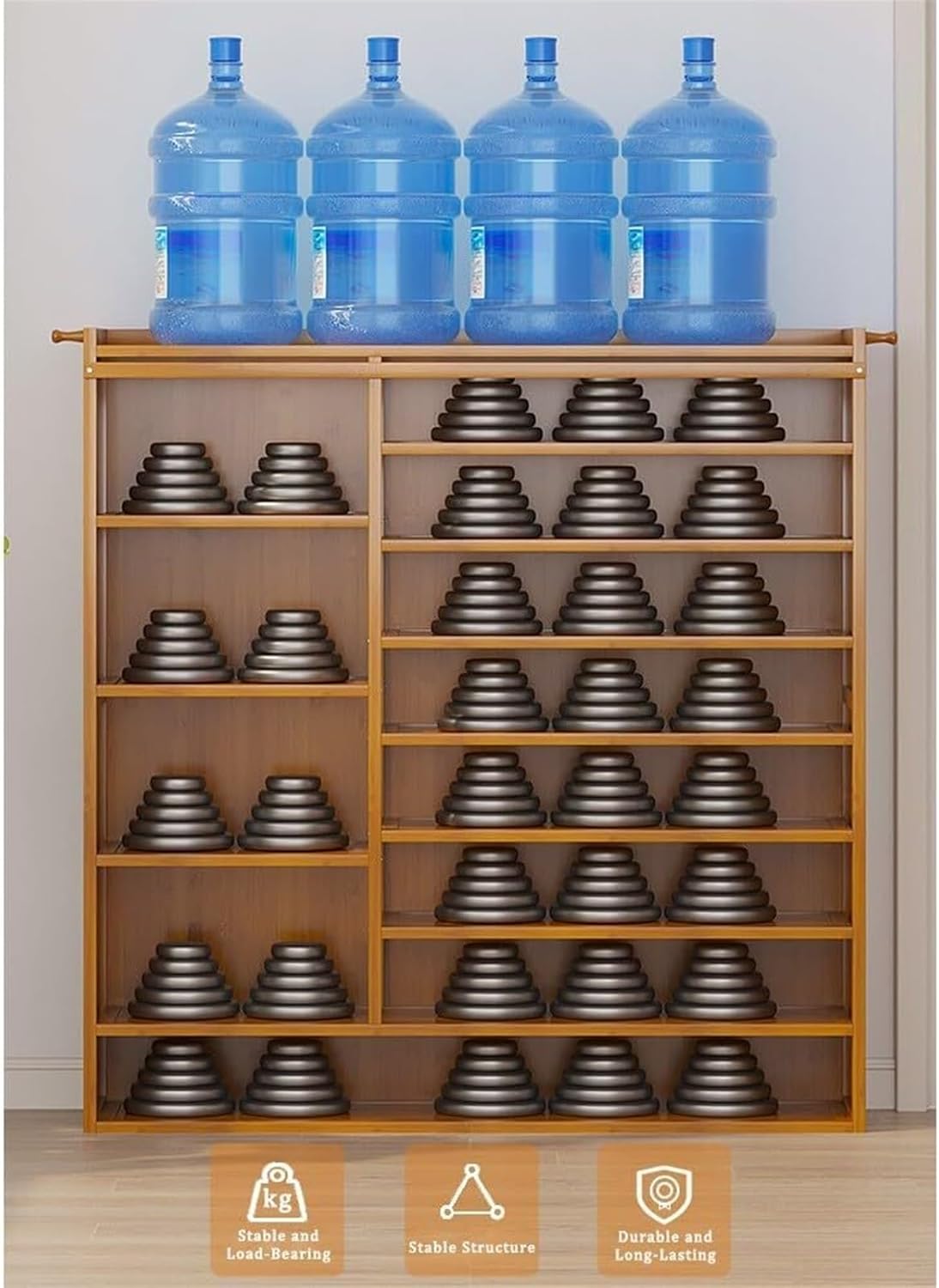 9-Tier Shoes Storage Cabinet, 43-47 Pairs Hallway Slim Shoe Cabinets, with Dust Cover Bamboo Racks for Storage, for Entrance Hall, Living Room, Warehouse
