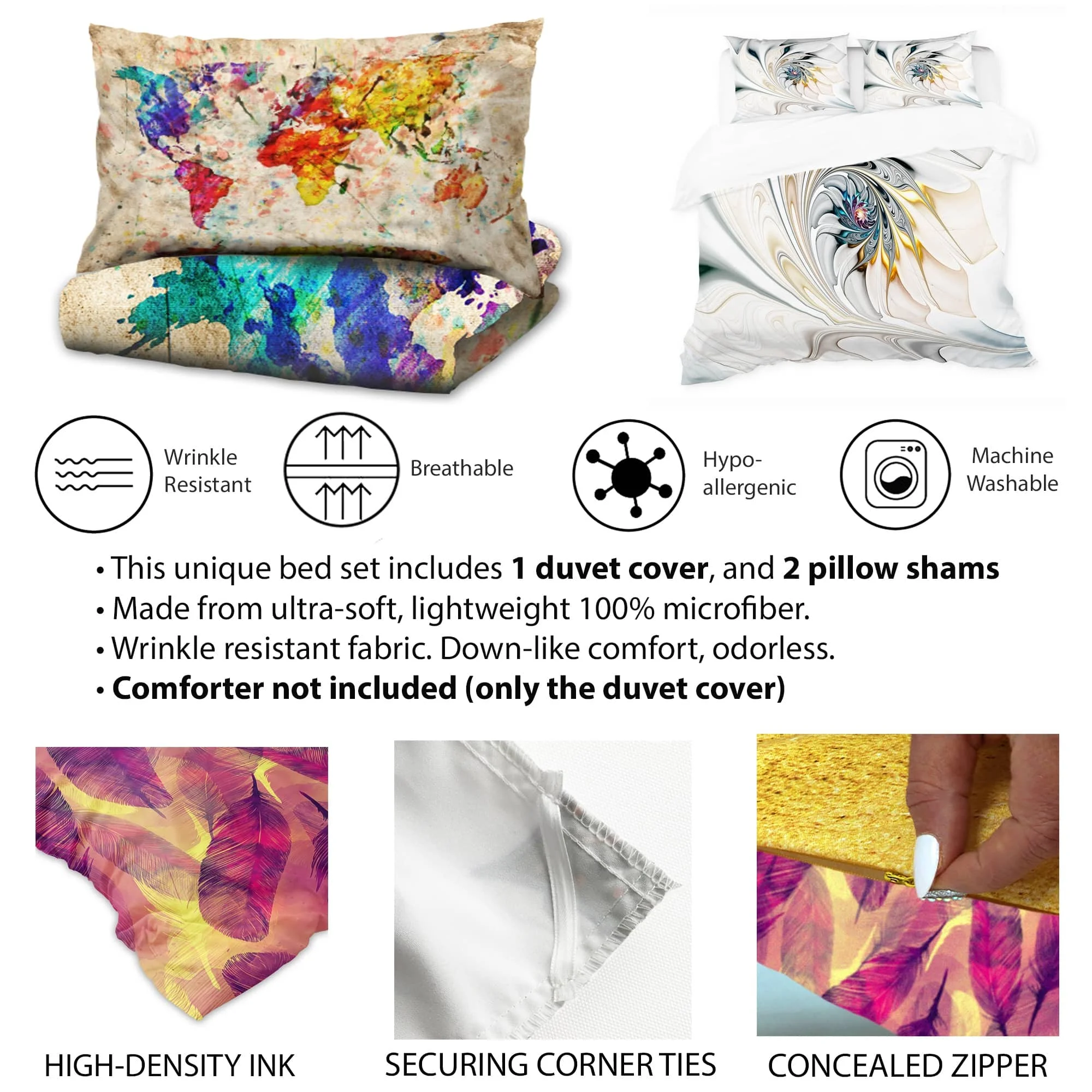DESIGN ART Designart "Purple Antique Floral Garden Meadow" Yellow Floral bedding covert set with 2 shams Twin